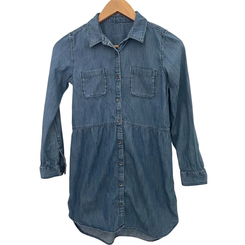 Gap Girls XL (12) Soft Denim/Chambray Button Down Pocket Fall Dress
